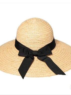 San Diego Hat Company Large Brim Raffia Hat With Black Ribbon
